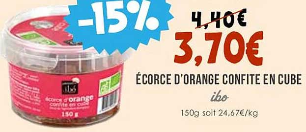 écorce d'orange confite en cube ibo