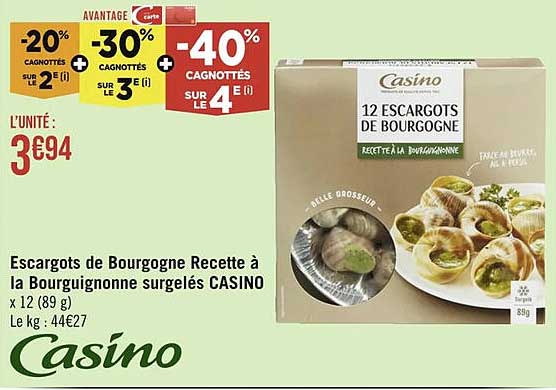 escargots de bourgogne recette à la bourguignonne surgelés casino