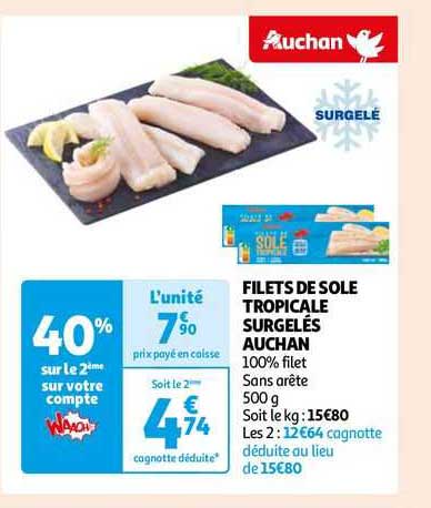 Filets De Sole Tropicale Surgelés Auchan