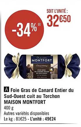 foie gras de canard entier du sud-ouest cuit au torchon maison montfort