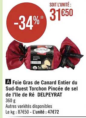 foie gras de canard entier du sud-ouest torchon pincée de sel de l'ile de ré delpeyrat