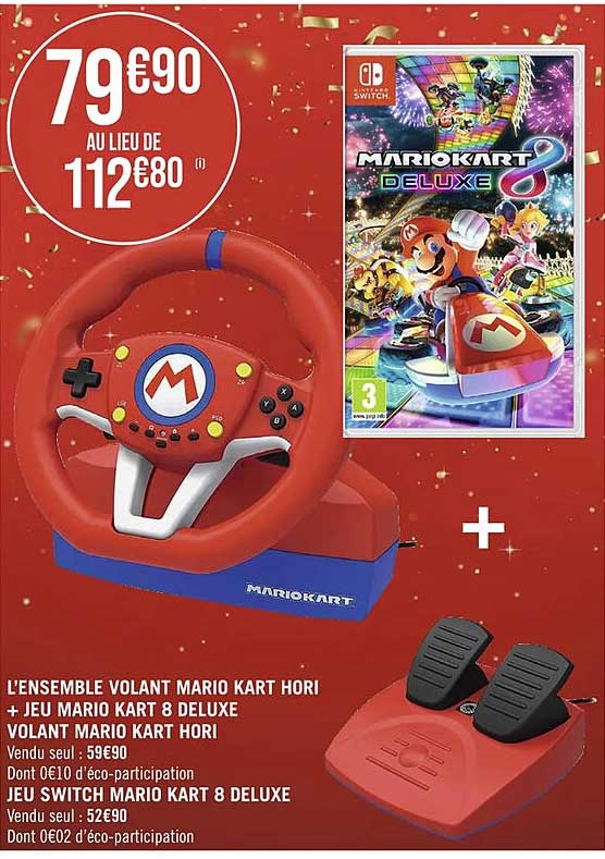 l'ensemble volant mario kart hori + jeu mario kart 8 deluxe volant mario kart hori, jeu switch mario kart 8 deluxe