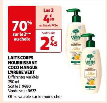 laits corps nourrissant coco mangue l'arbre vert