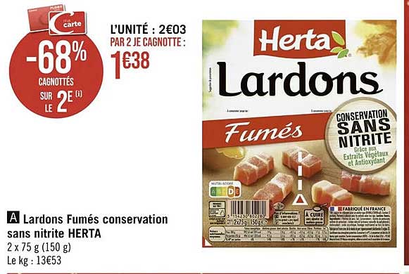 Lardons Fumés Conservation Sans Nitrite Herta
