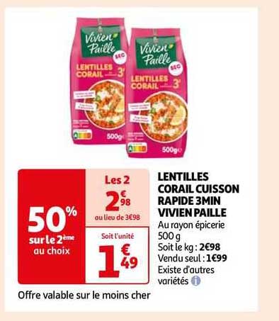 lentilles corail cuisson rapide 3 min vivien paille
