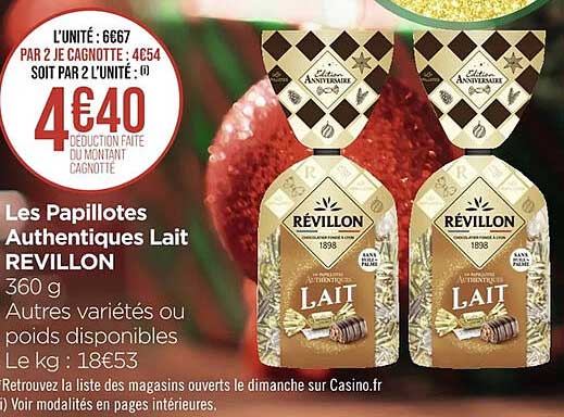 les papillotes authentiques lait révillon