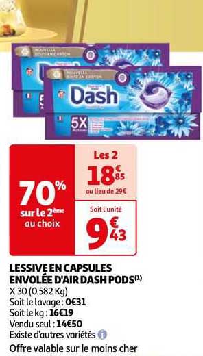 lessive en capsules envolée d'air dash pods