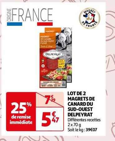 lot de 2 magrets de canard du sud-ouest delpeyrat