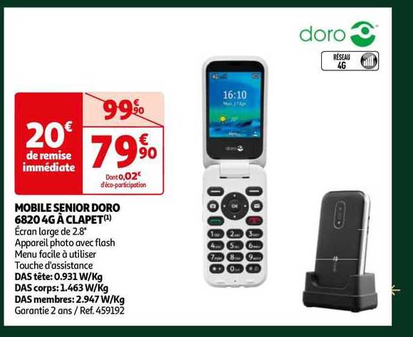 mobile senior doro 6820 4g à clapet