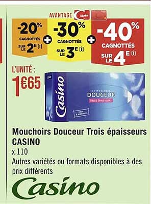 mouchoirs douceur trois épaisseurs casino