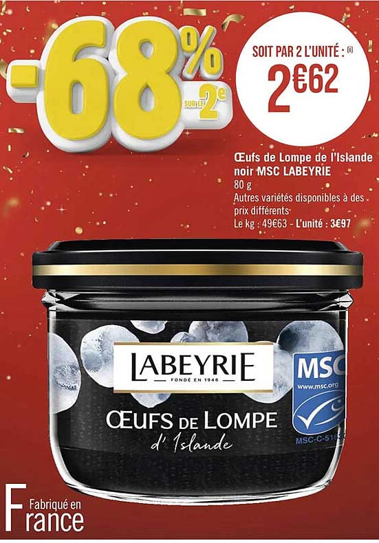 œufs de lompe de l'islande noir msc labeyrie
