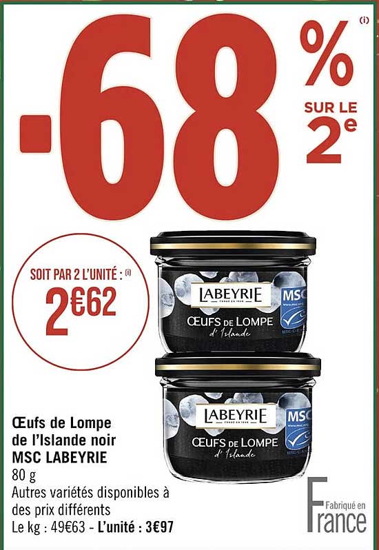 œufs de lompe de l'islande noir msc labeyrie