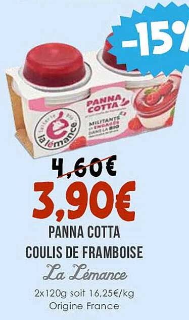 panna cotta coulis de framboise la lémance