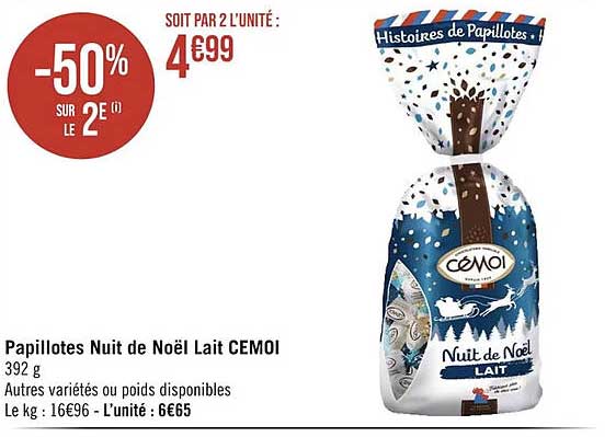 papillotes nuit de noël lait cémoi