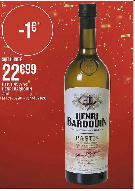 pastis 45% vol. henri bardouin
