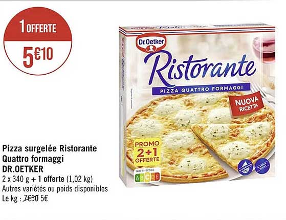 pizza surgelée ristorante quattro formaggi dr. oetker