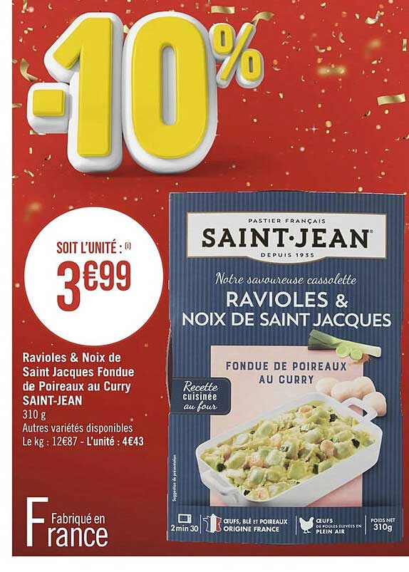 ravioles & noix de saint jacques fondue de poireaux au curry saint-jean