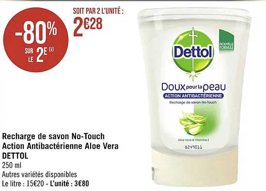 recharge de savon no-touch action antibactérienne aloé vera dettol