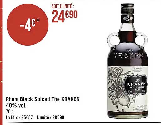 rhum black spiced the kraken 40% vol.