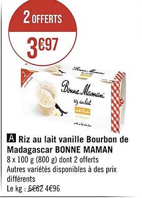 riz au lait vanille bourbon de madagascar bonne maman