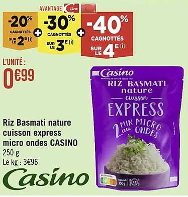 riz basmati nature cuisson express micro ondes casino