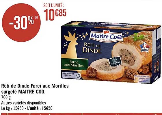 rôti de dinde farci aux morilles surgelé maître coq