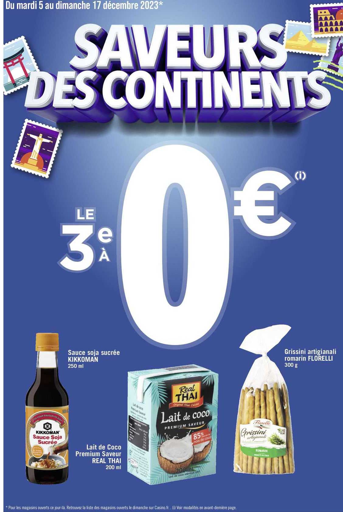 sauce soja sucrée kikkoman, lait de coco premium saveur real thai, grissini artigianali romarin florelli