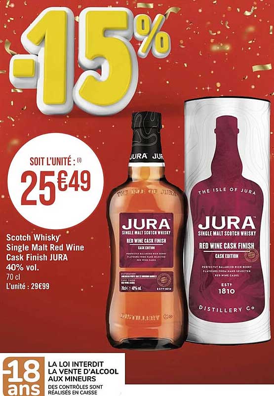 scotch whisky single malt red wine cask finish jura 40% vol.