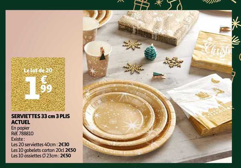 serviettes 33 cm 3 plis actuel