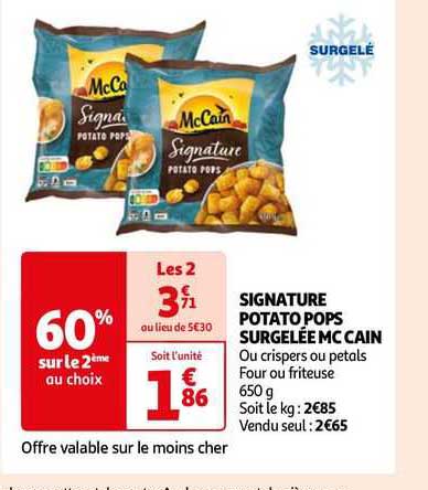 signature potato pops surgelée mcCain