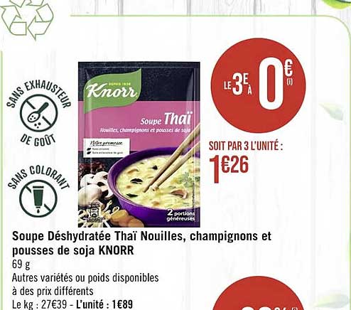 Soupe Déshydratée Thaï Nouilles, Champignons Et Pousses De Soja Knorr