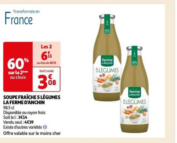 soupe fraîche 5 légumes la ferme d'anchin