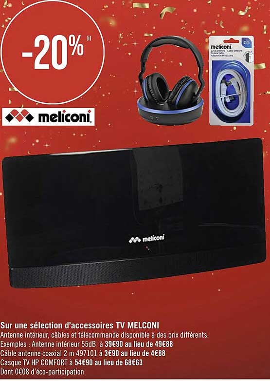 sur une sélection d'accessoires tv meliconi