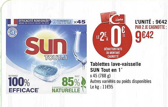 tablettes lave-vaisselle sun tout en 1