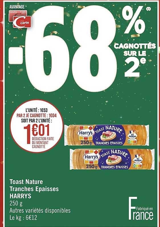 toast nature tranches épaisses harrys