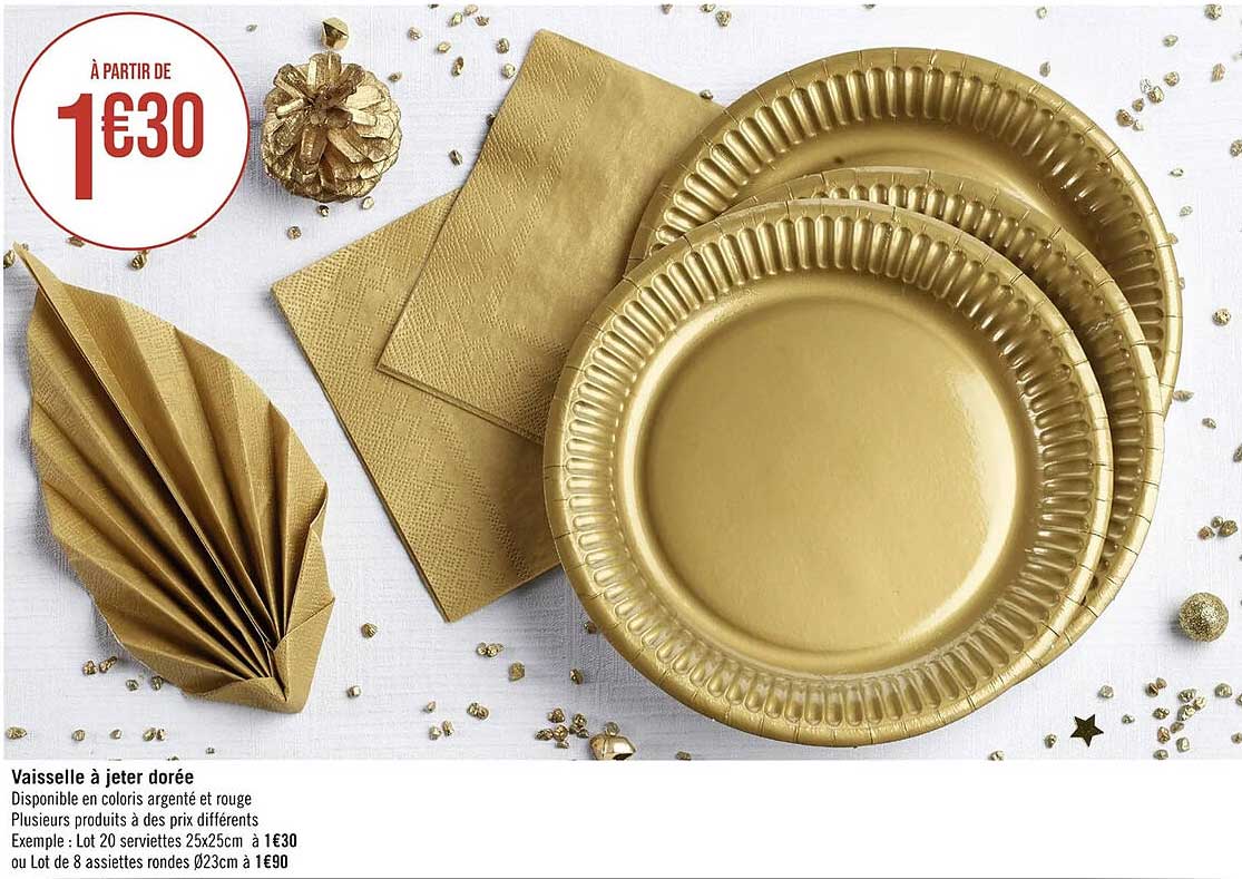 vaisselle à jeter dorée
