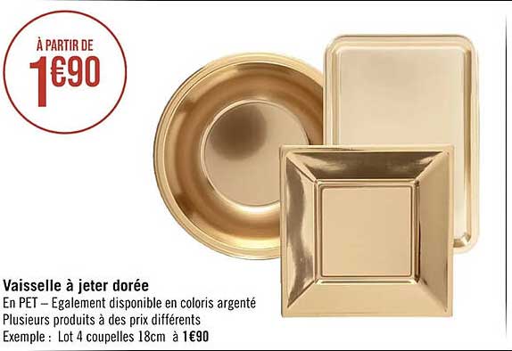 vaisselle à jeter dorée