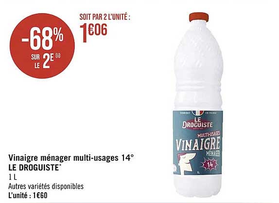 vinaigre ménager multi-usages 14° le droguiste
