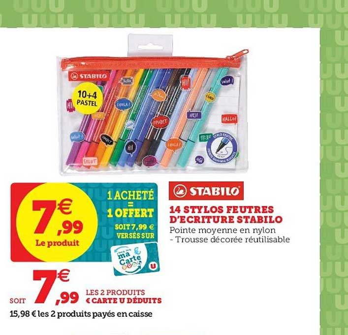 14 Stylos Feutres D'écriture Stabilo