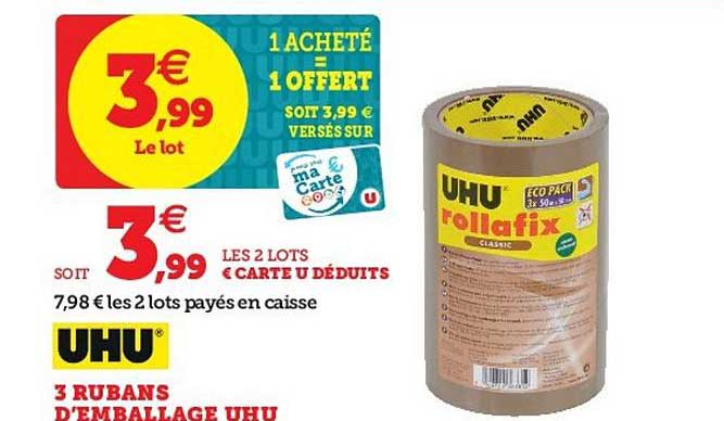 3 rubans d'emballage uhu