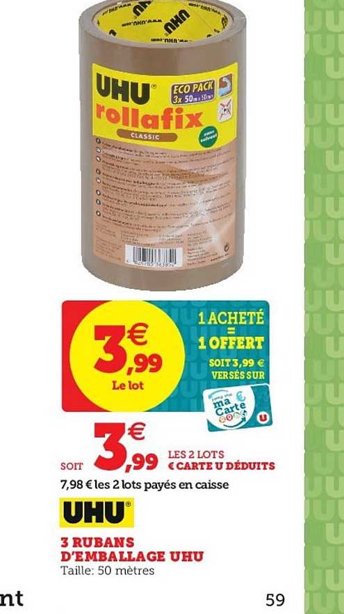 3 rubans d'emballage uhu