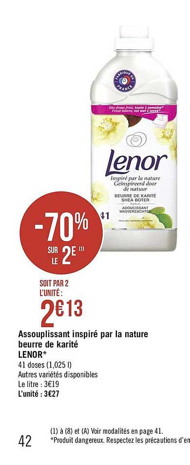 assouplissant inspiré par la nature beurre de karité lenor