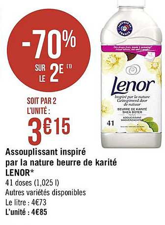assouplissant inspiré par la nature beurre de karité lenor