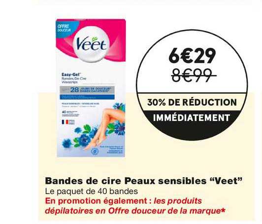 bandes de cire peaux sensibles "veet"