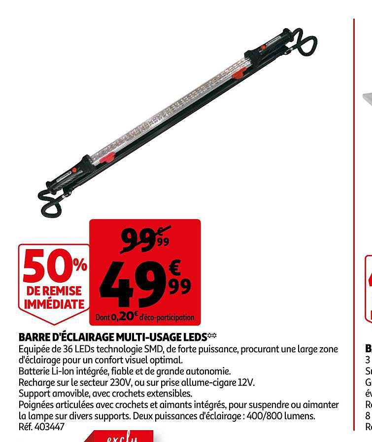 barre d'éclairage multi usage leds 50% de remise immédiate