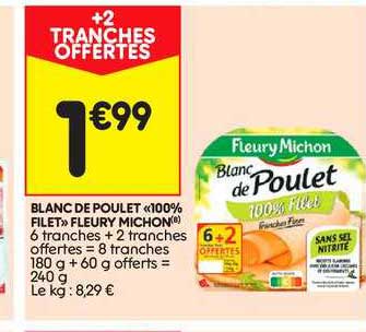 blanc de poulet «100% filet» fleury michon