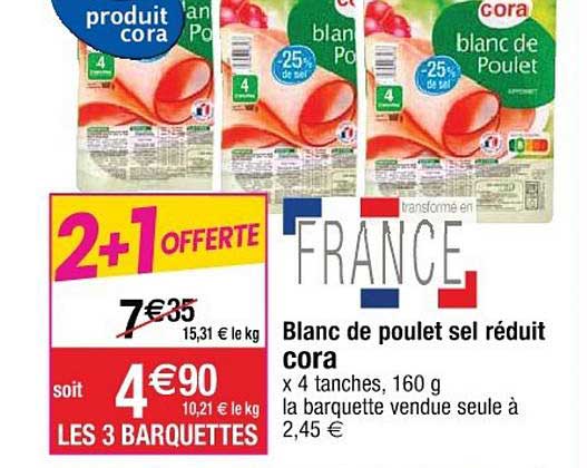 blanc de poulet sel réduit cora