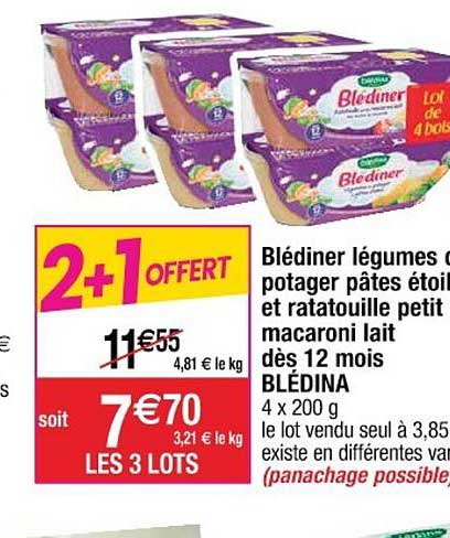 blédiner légumes potager pâtes étoile et ratatouille petit macaroni lait dès 12 mois blédina
