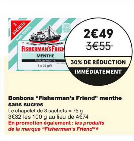 bonbons "fisherman's friend" menthe sans sucres