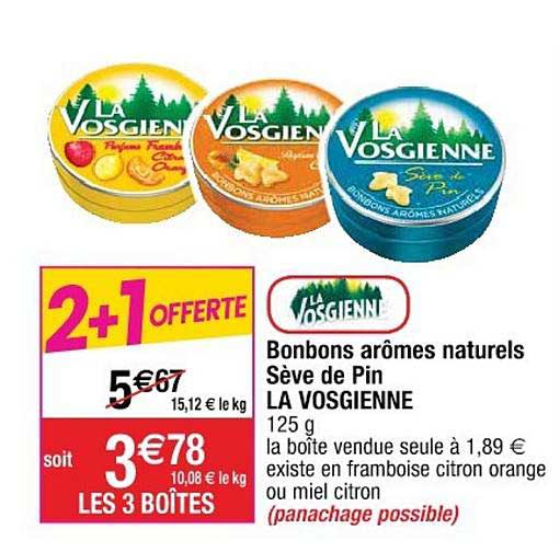 Bonbons Arômes Naturels Sève De Pin La Vosgienne